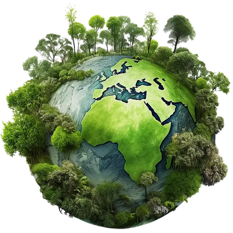 Globo terrestre com vegetação representando sustentabilidade e meio ambiente
